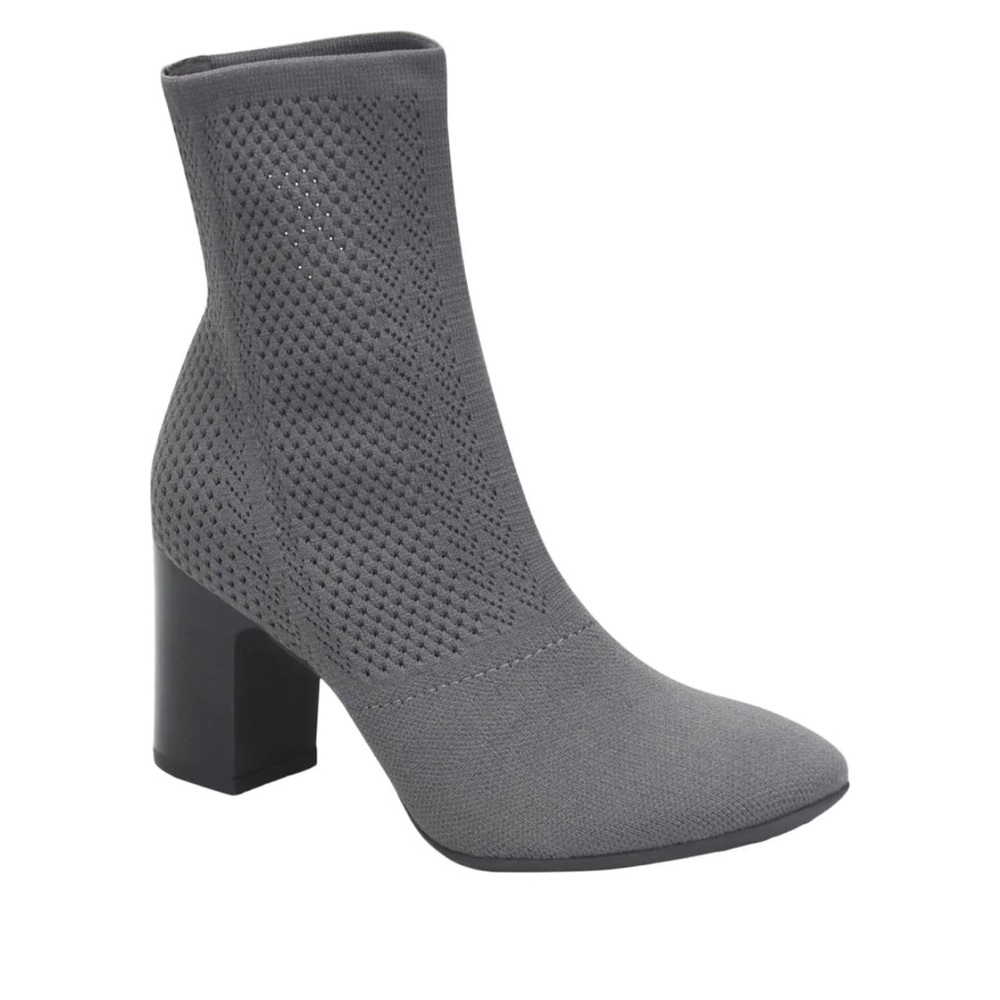 BORN Meggs Gray Sock Boots Pull-On Block Heel Booties  Size 10